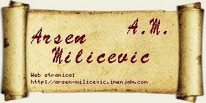 Arsen Milićević vizit kartica